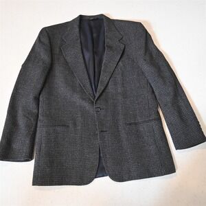 Vtg USA Made 44S Blue Woven Tweed Mens Blazer Suit Jacket Sport Coat